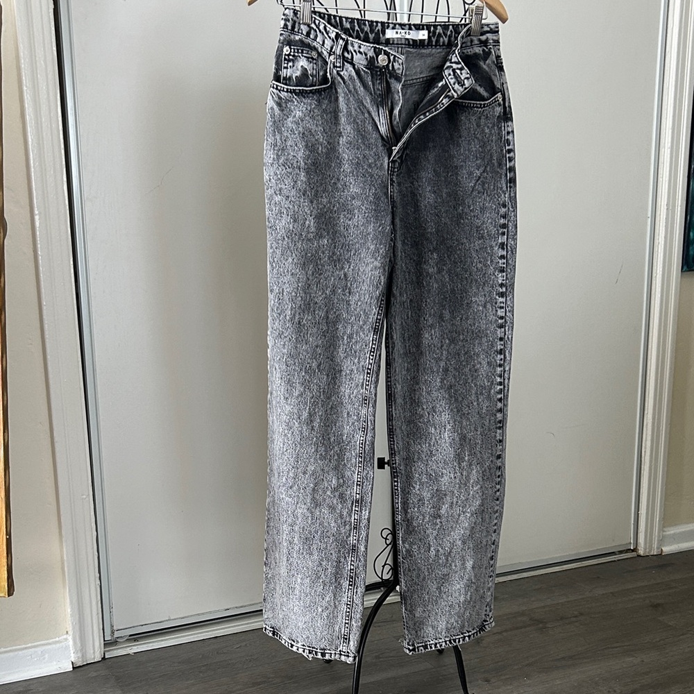 Na-Kd Women's High Rise Gray Acid Wash Jeans Size 36